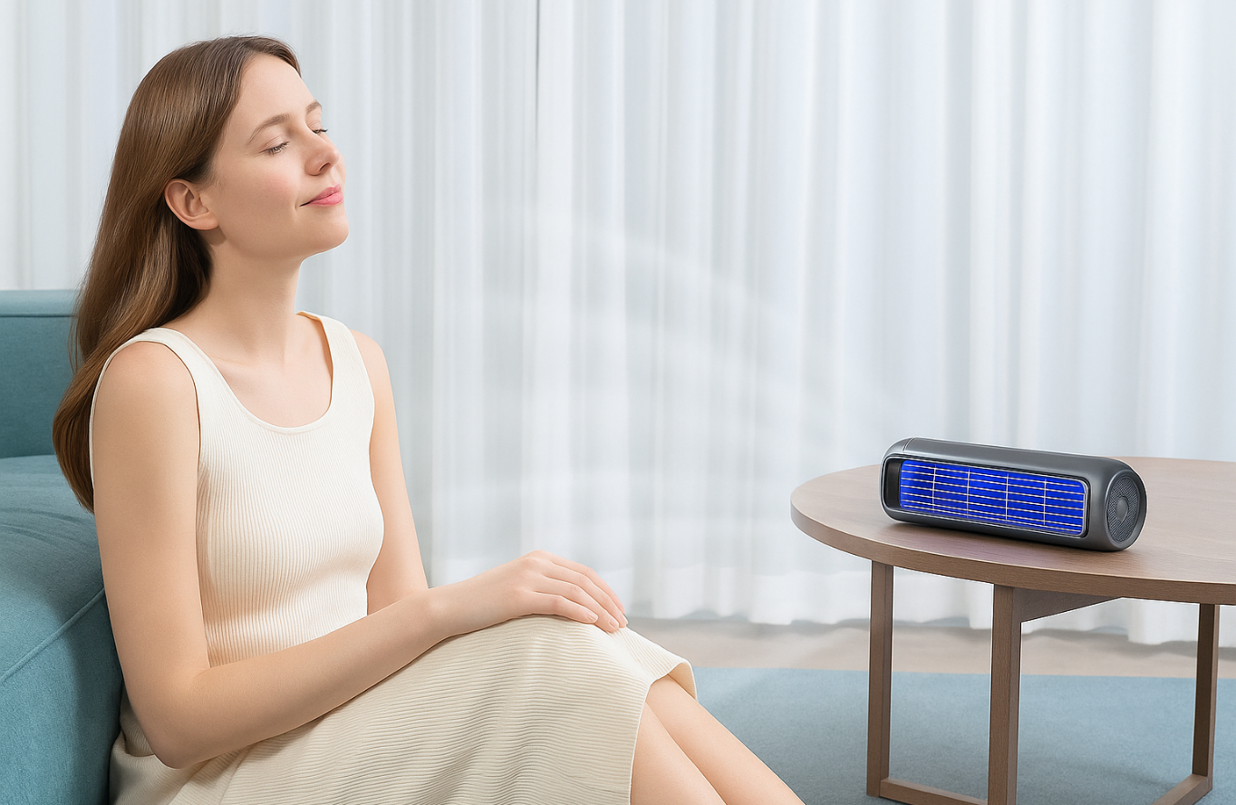 Woman relaxing with Vital Cooling Breeze