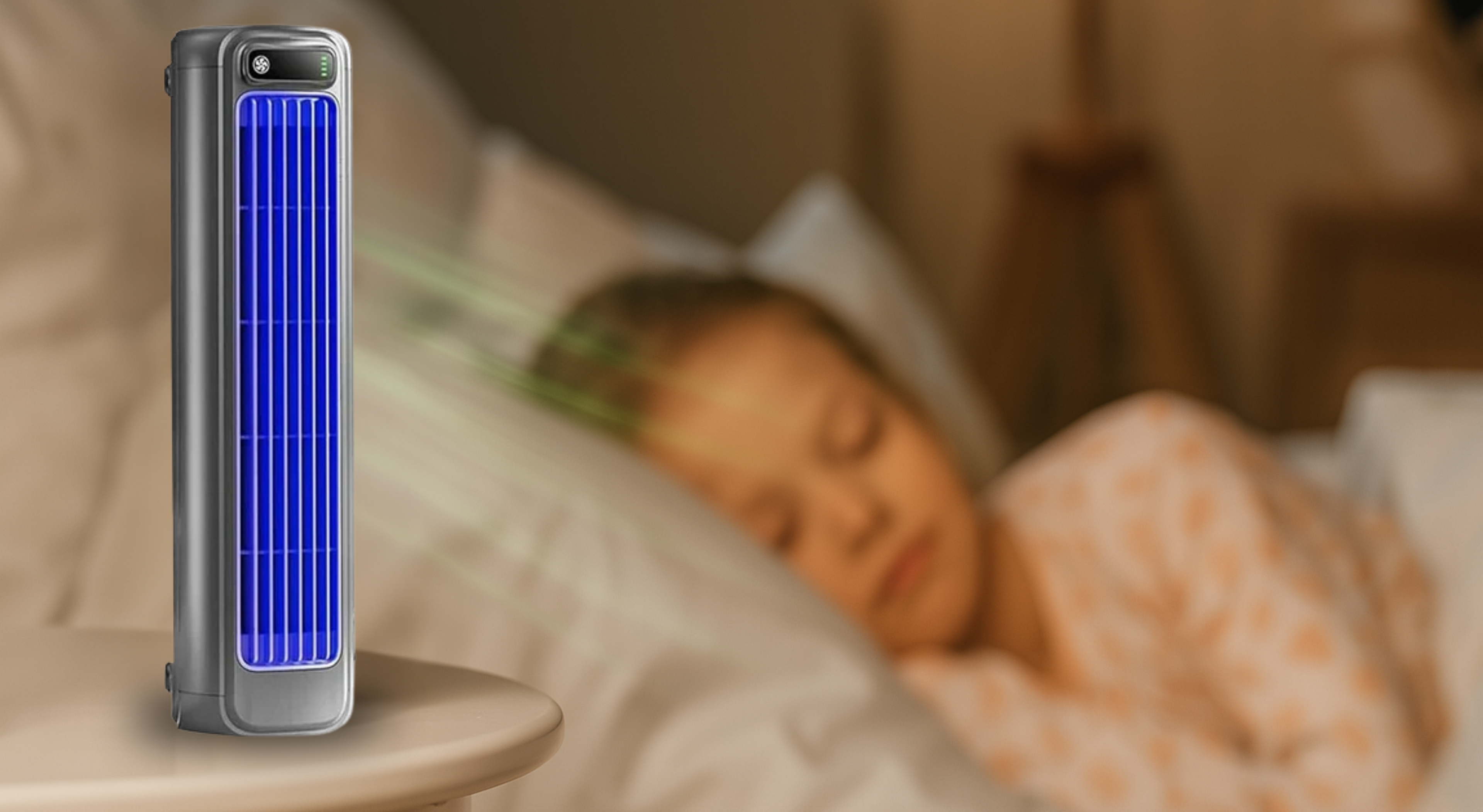 Child sleeping comfortably with Vital Cooling Breeze nearby